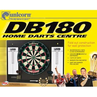 Unicorn DB 180 Home Dart Centre mit Bristle Board und 6 Unicorn Steel Darts