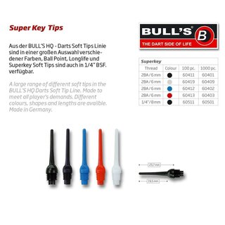 BULLS Super Key Tips, 6 mm (2BA) long/schw.
