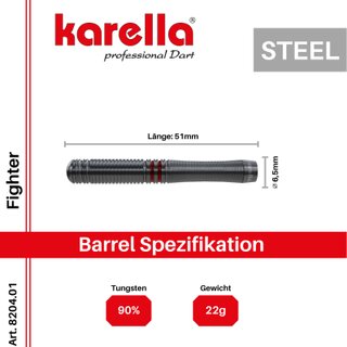 Steeldart Karella Fighter, schwarz, 90% Tungsten 22gr.