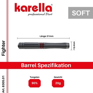 Softdart Karella Fighter schwarz 90% Tungsten 20gr